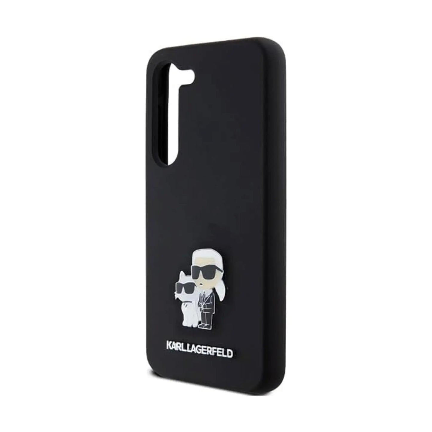 Karl Lagerfeld Hülle Silicone Karl & Choupette Metal Pin Schwarz – Galaxy S24