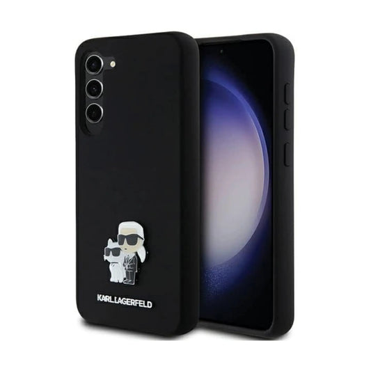 Karl Lagerfeld Hülle Silikon Karl & Choupette Metall Pin Schwarz – Galaxy S24+