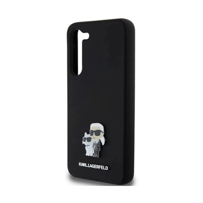 Karl Lagerfeld Hülle Silikon Karl & Choupette Metall Pin Schwarz – Galaxy S24+