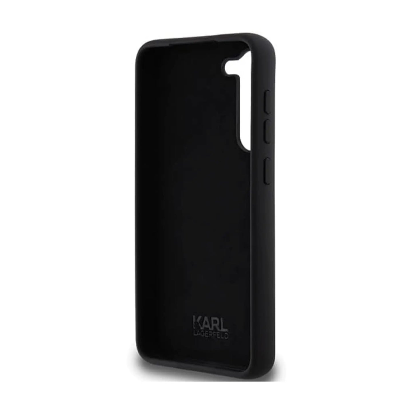 Karl Lagerfeld Hülle Silikon Karl & Choupette Metall Pin Schwarz – Galaxy S24+