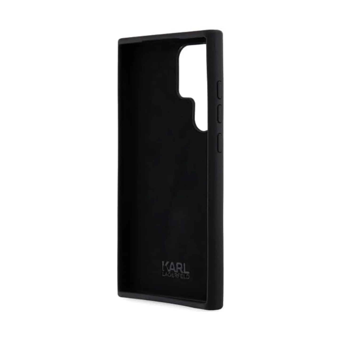 Karl Lagerfeld Silicone Karl & Choupette Metal Pin Case, Schwarz – Galaxy S24 Ultra