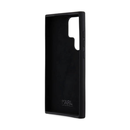Karl Lagerfeld Silicone Karl & Choupette Metal Pin Case, Schwarz – Galaxy S24 Ultra