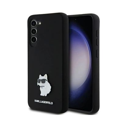 Karl Lagerfeld Hülle Silicone Choupette Metal Pin Schwarz – Galaxy S24+
