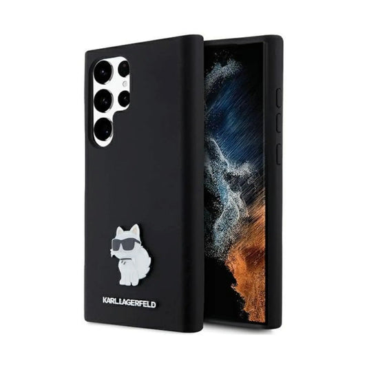 Karl Lagerfeld Hülle Silicone Choupette Metal Pin Schwarz – Galaxy S24 Ultra