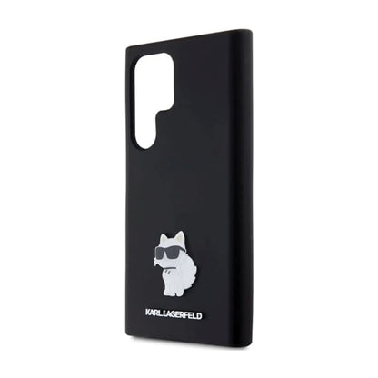 Karl Lagerfeld Hülle Silicone Choupette Metal Pin Schwarz – Galaxy S24 Ultra