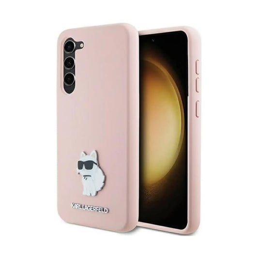 Karl Lagerfeld Hülle Silicone Choupette Metal Pin Rosa – Galaxy S24