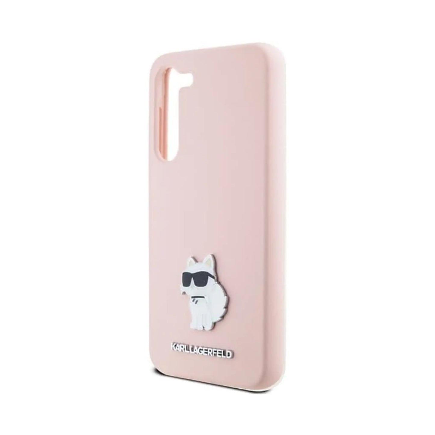 Karl Lagerfeld Hülle Silikon Choupette Metall Pin Rosa – Galaxy S24+