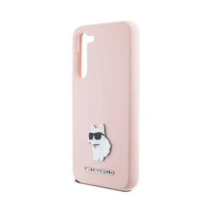 Karl Lagerfeld Hülle Silikon Choupette Metall Pin Rosa – Galaxy S24+