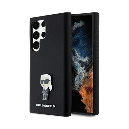 Karl Lagerfeld Hülle Silicone Ikonik Metal Pin Schwarz – Galaxy S24 Ultra