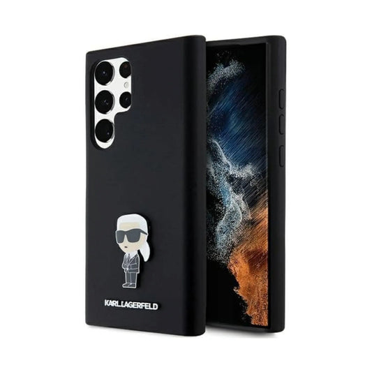 Karl Lagerfeld Hülle Silicone Ikonik Metal Pin Schwarz – Galaxy S24 Ultra