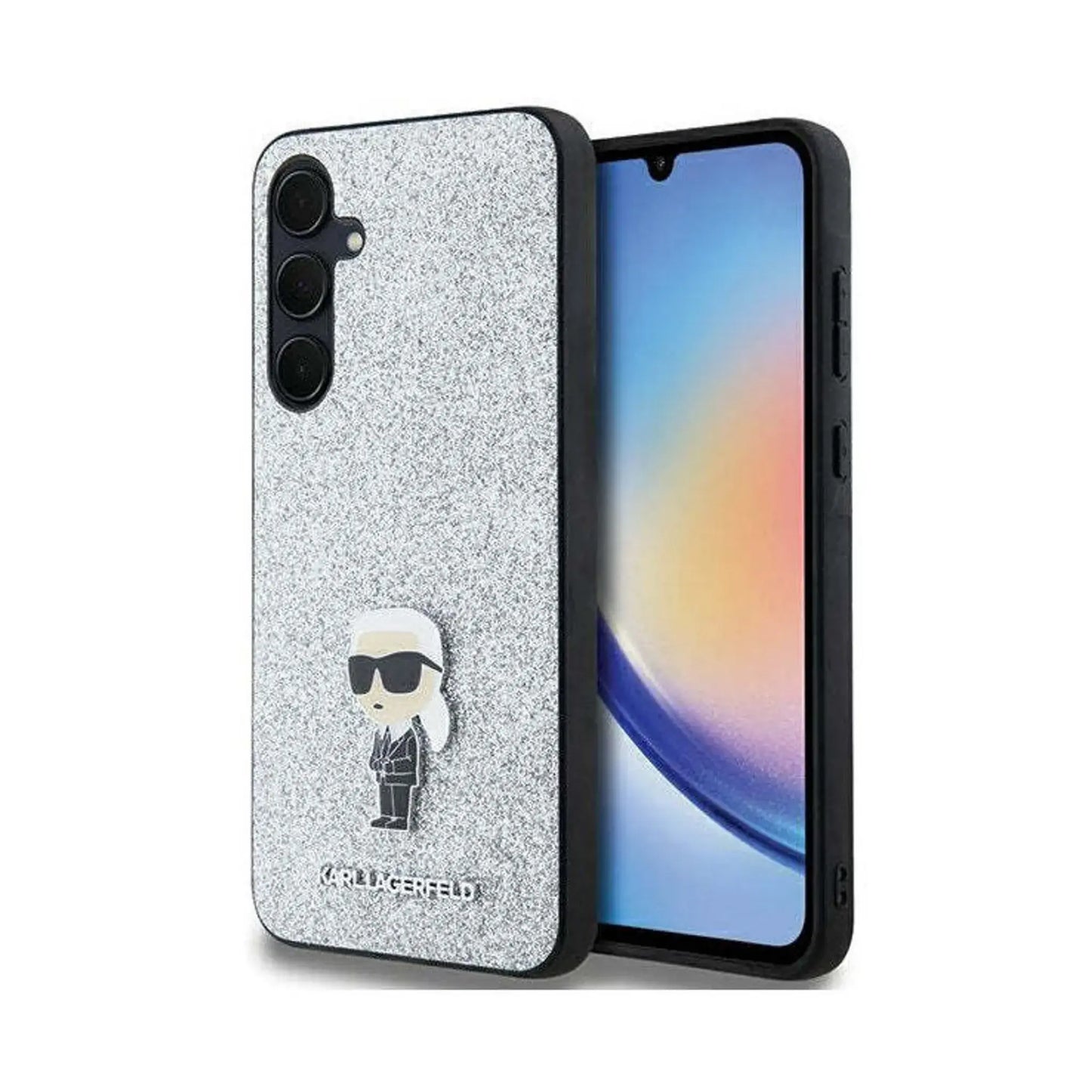 Karl Lagerfeld Hülle Glitter Ikonik Metal Pin Silber – Galaxy A35 5G