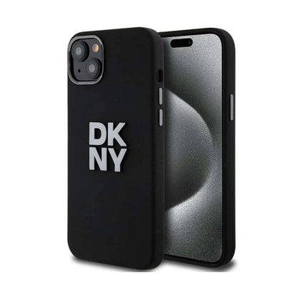 DKNY Hülle Liquid Silicone Metal Logo Schwarz – iPhone 13/14/15