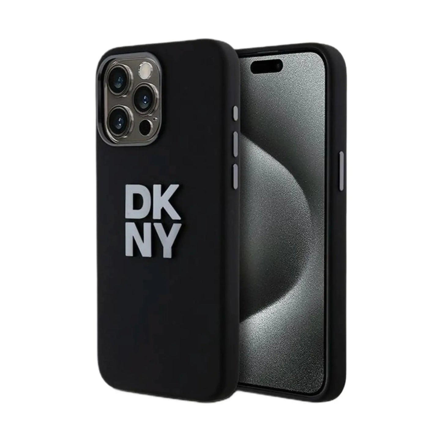 DKNY Hülle Liquid Silicone Metal Logo Schwarz – iPhone 15 Pro Max