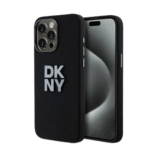 DKNY Hülle Liquid Silicone Metal Logo Schwarz – iPhone 15 Pro Max