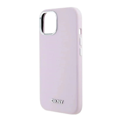 DKNY Hülle Liquid Silicone Small Metal Logo MagSafe Pink – iPhone 13/14/15