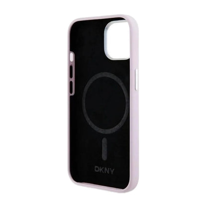 DKNY Hülle Liquid Silicone Small Metal Logo MagSafe Pink – iPhone 13/14/15