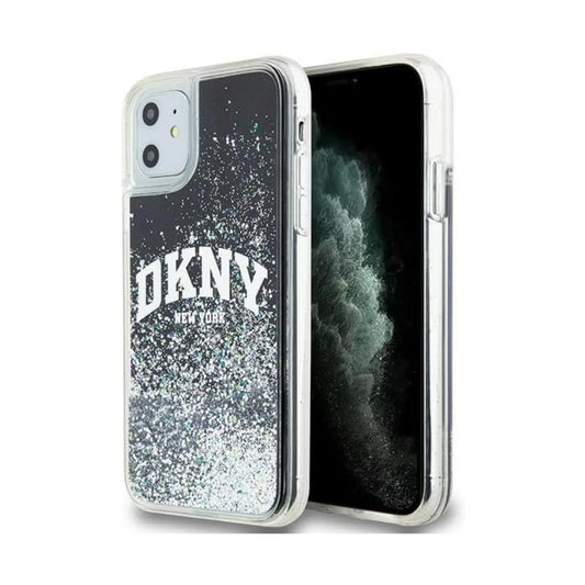 DKNY Hülle Liquid Glitter Arch Logo Schwarz – iPhone 11