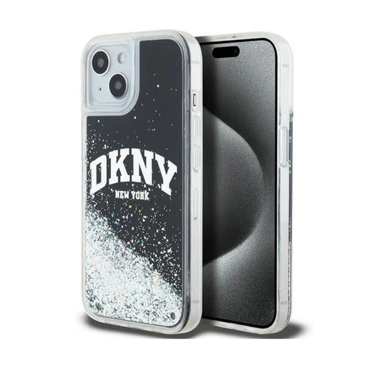 DKNY Hülle Liquid Glitter Big Logo Schwarz – iPhone 13/14/15