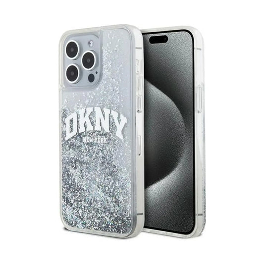 DKNY Hülle Liquid Glitter Big Logo Weiß – iPhone 15 Pro