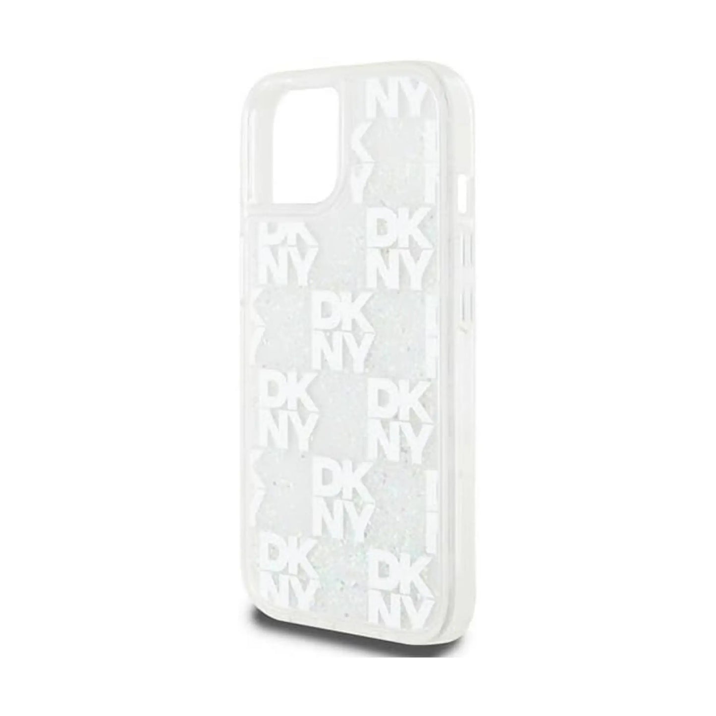 DKNY Hülle Liquid Glitter Multilogo Weiß – iPhone 13/14/15