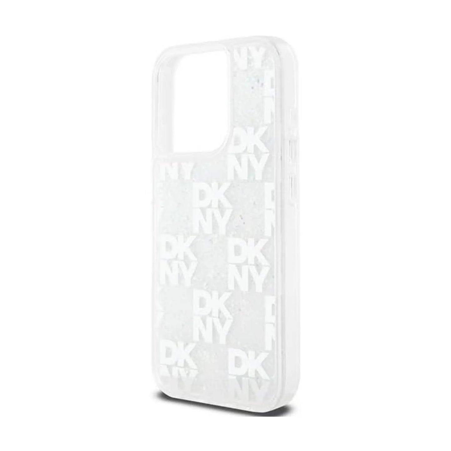 DKNY Hülle Liquid Glitter Multilogo Weiß – iPhone 15 Pro
