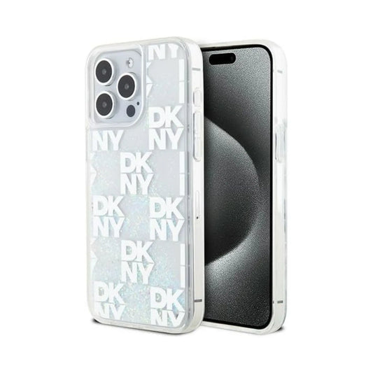 DKNY Hülle Liquid Glitter Multilogo Weiß – iPhone 15 Pro Max