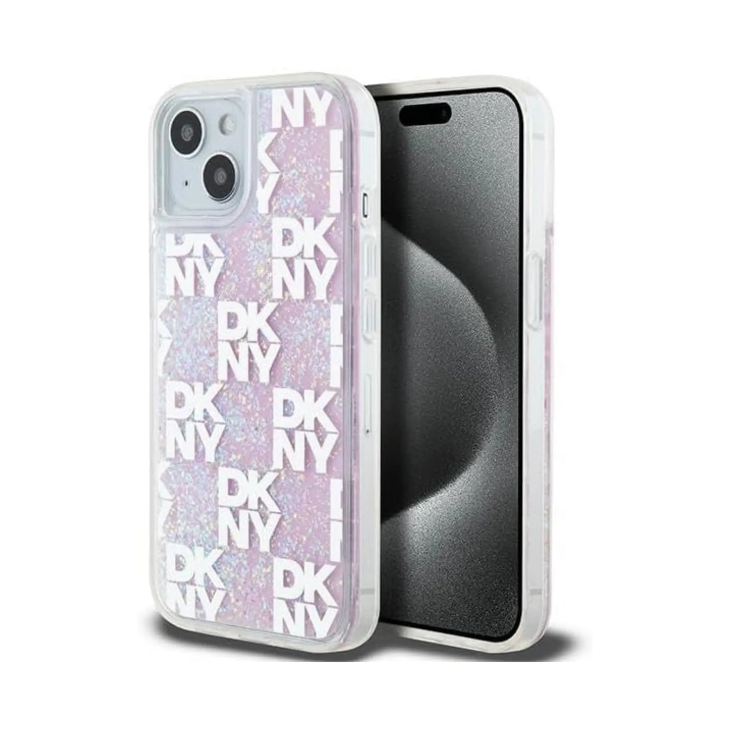 DKNY Hülle Liquid Glitter Multilogo Pink – iPhone 13/14/15