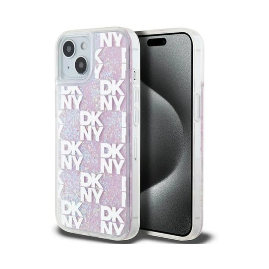 DKNY Hülle Liquid Glitter Multilogo Pink – iPhone 13/14/15