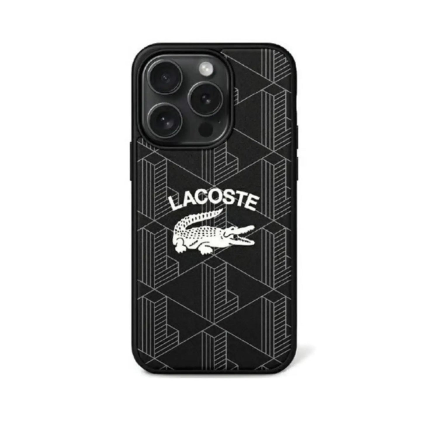 Lacoste Hülle Vintage-Logo Monogram MagSafe Schwarz – iPhone 15 Pro