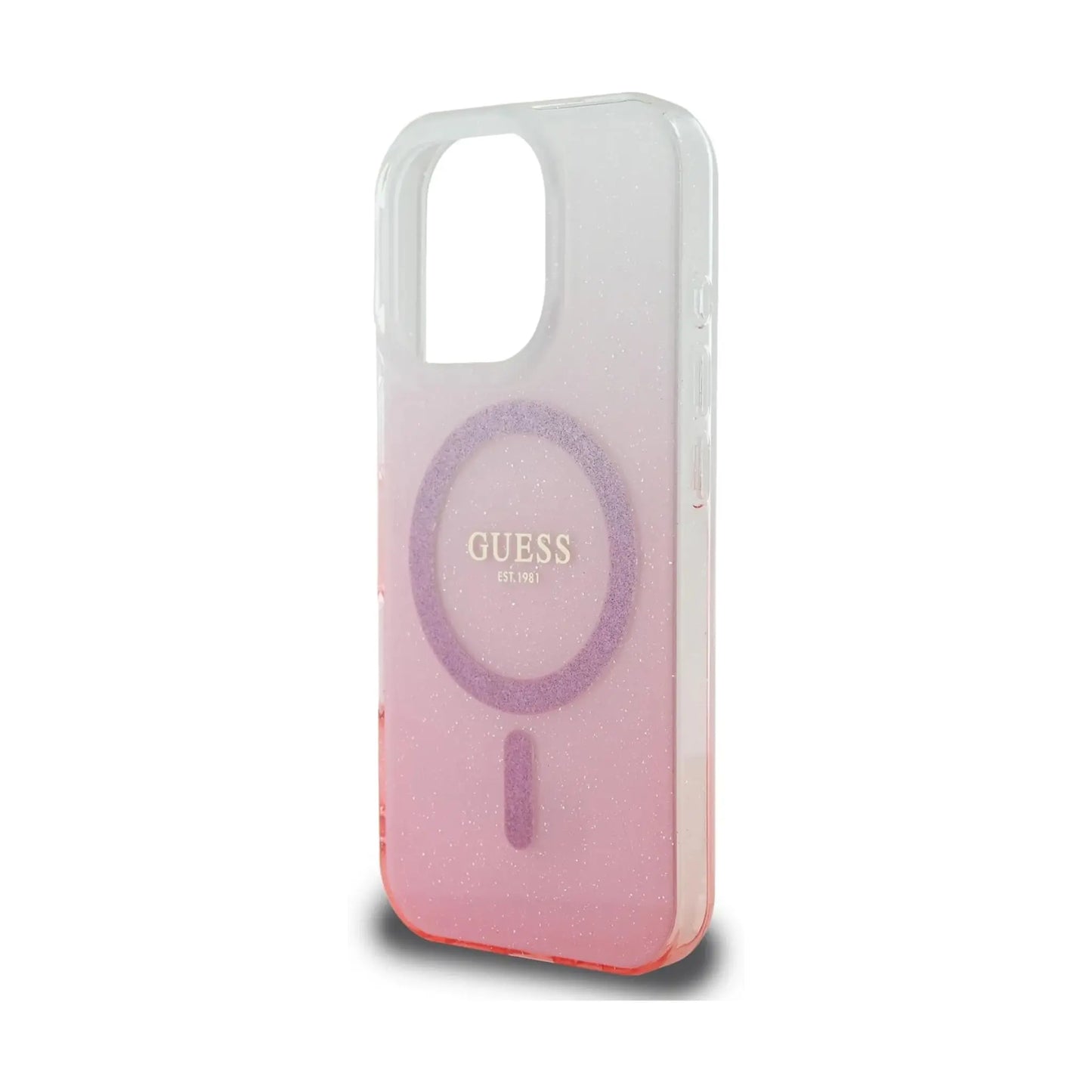 Guess IML Glitter Gradient Hülle Pink für Magsafe – iPhone 16 Pro