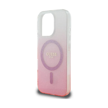 Guess IML Glitter Gradient Hülle Pink für Magsafe – iPhone 16 Pro
