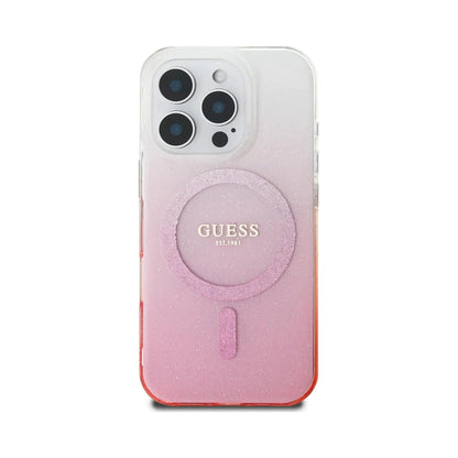 Guess IML Glitter Gradient Hülle Pink für Magsafe – iPhone 16 Pro