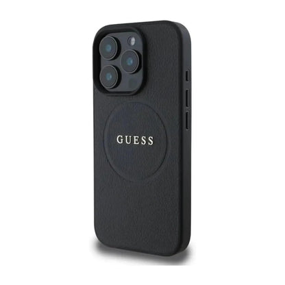 Guess Grained Ring Hülle Schwarz für Magsafe – iPhone 16 Pro Max