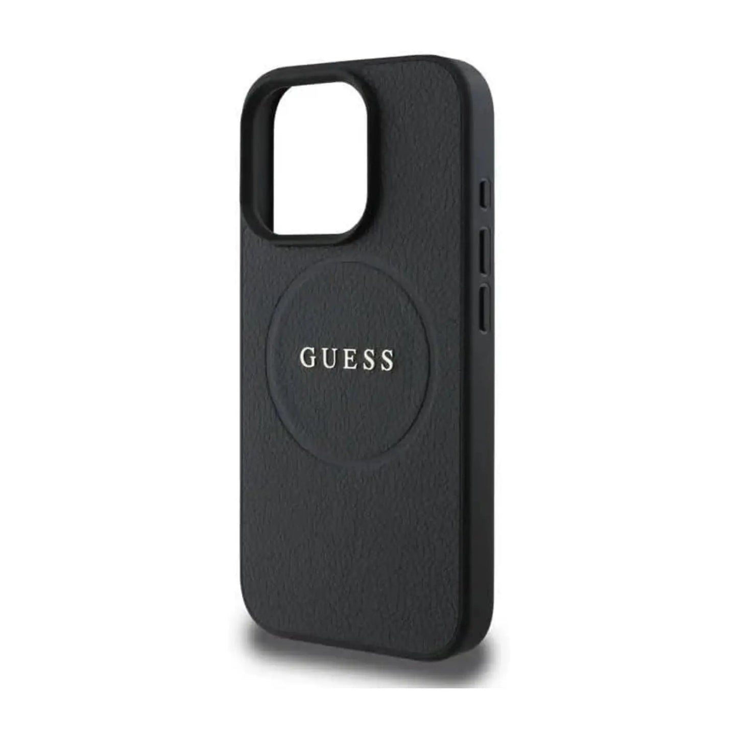 Guess Grained Ring Hülle Schwarz für Magsafe – iPhone 16 Pro Max