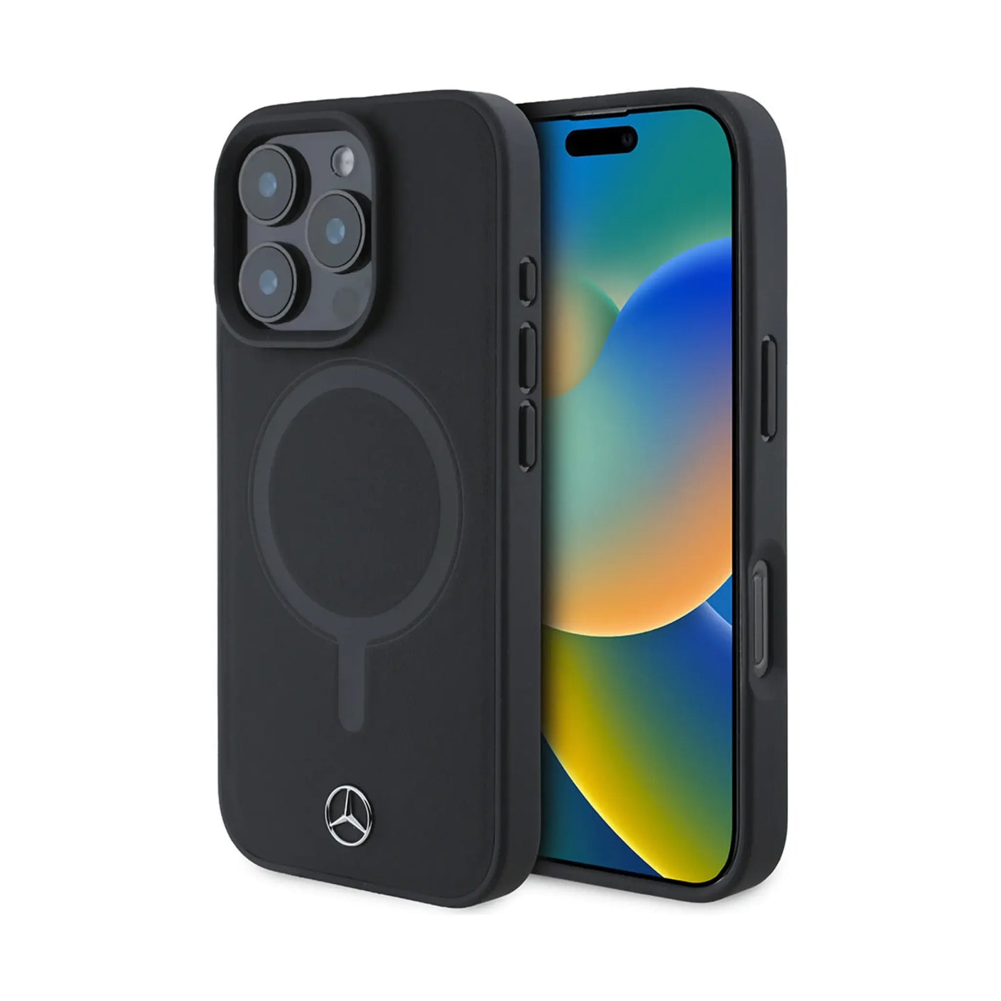 Mercedes-Benz Plain Smooth Backcover mit MagSafe – iPhone 16 Pro, Schwarz