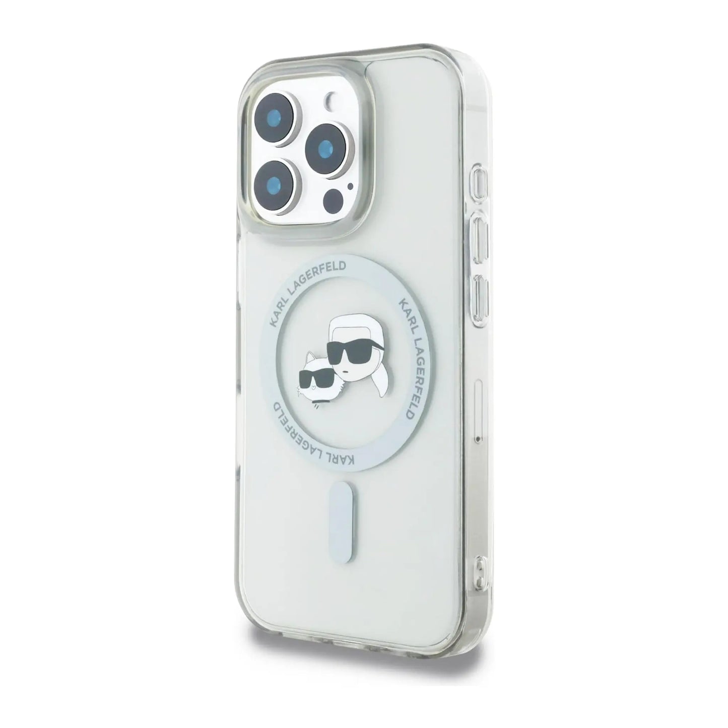 Karl Lagerfeld Hülle IML K&CH Heads Metal Frame für iPhone 16 Pro Max - Weiß