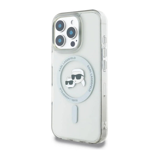 Karl Lagerfeld Hülle IML K&CH Heads Metal Frame für iPhone 16 Pro Max - Weiß