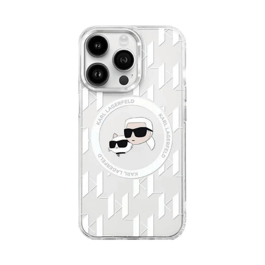 Karl Lagerfeld IML Monogramm Karl&Choupette Hülle Transparent für Magsafe – iPhone 16 Pro Max