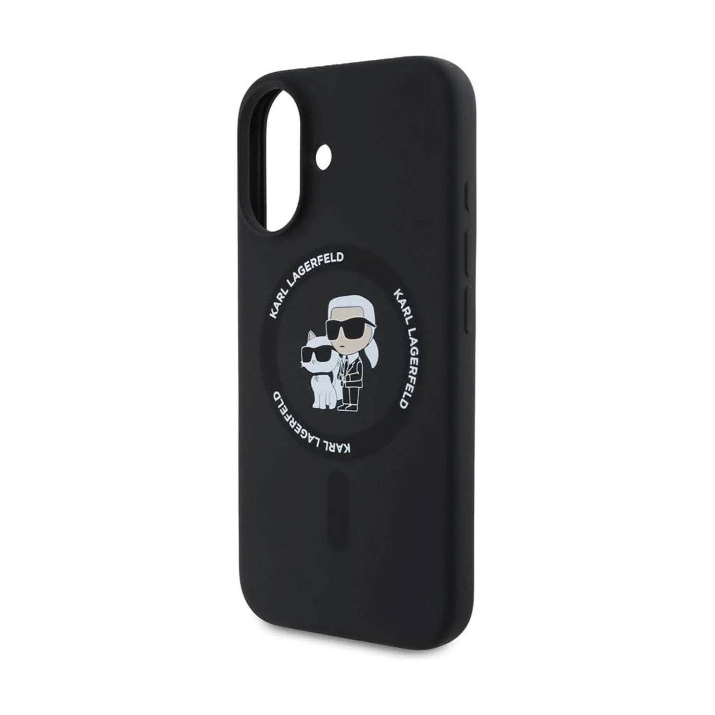 Karl Lagerfeld Karl&Choupette Silikonhülle Ring Schwarz für Magsafe – iPhone 16