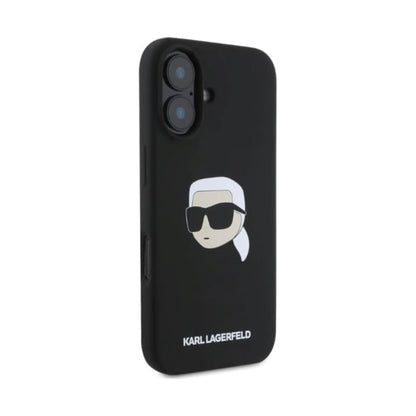 Karl Lagerfeld Karl Head Silikonhülle Schwarz für Magsafe – iPhone 16