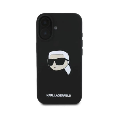 Karl Lagerfeld Karl Head Silikonhülle Schwarz für Magsafe – iPhone 16