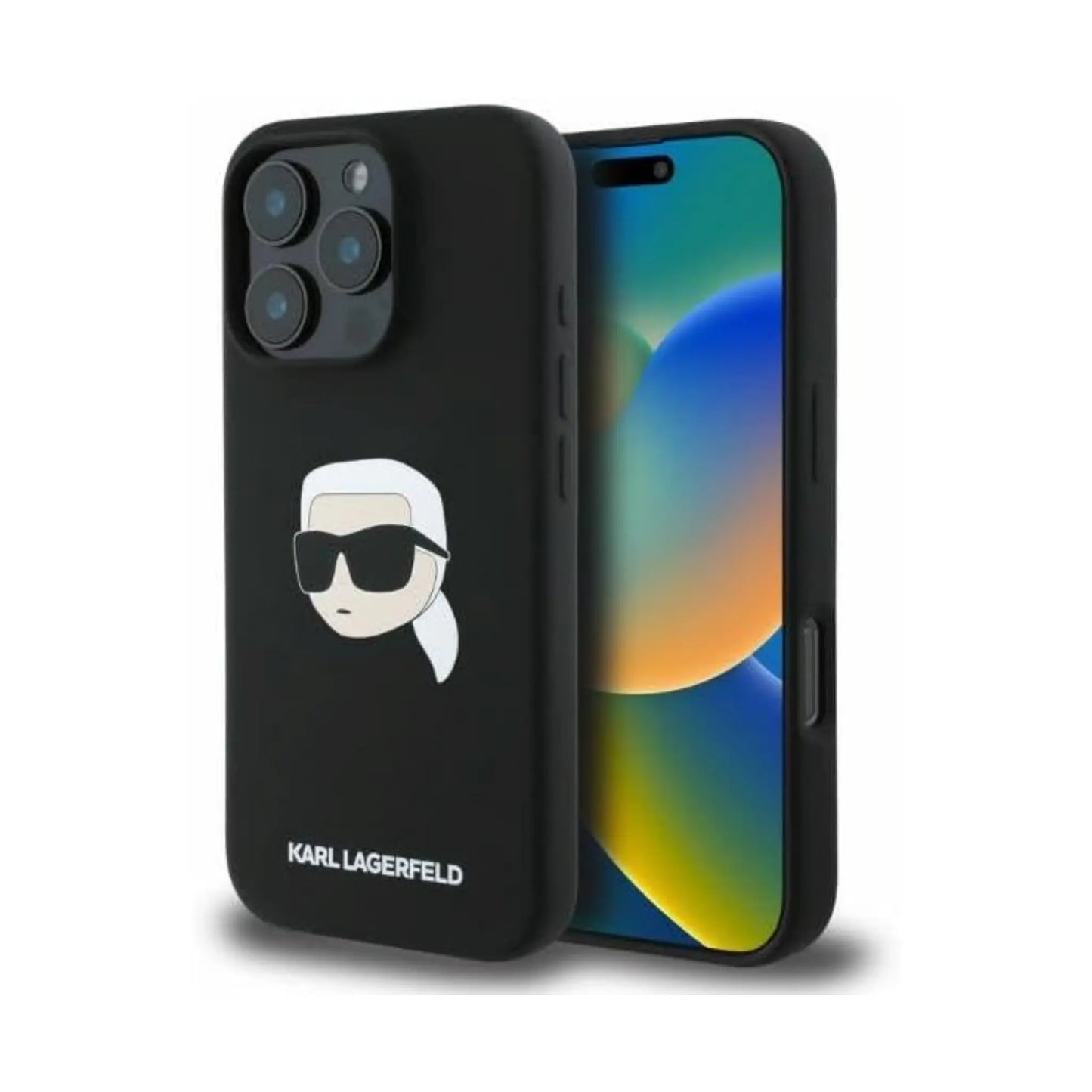 Karl Lagerfeld Karl Head Silikonhülle Schwarz für Magsafe – iPhone 16 Pro