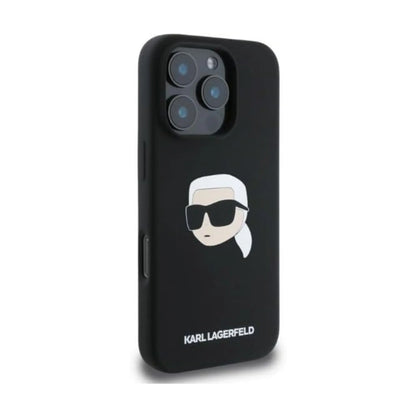 Karl Lagerfeld Karl Head Silikonhülle Schwarz für Magsafe – iPhone 16 Pro Max