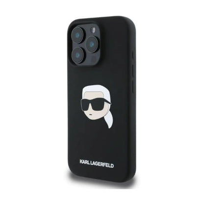 Karl Lagerfeld Karl Head Silikonhülle Schwarz für Magsafe – iPhone 16 Pro Max