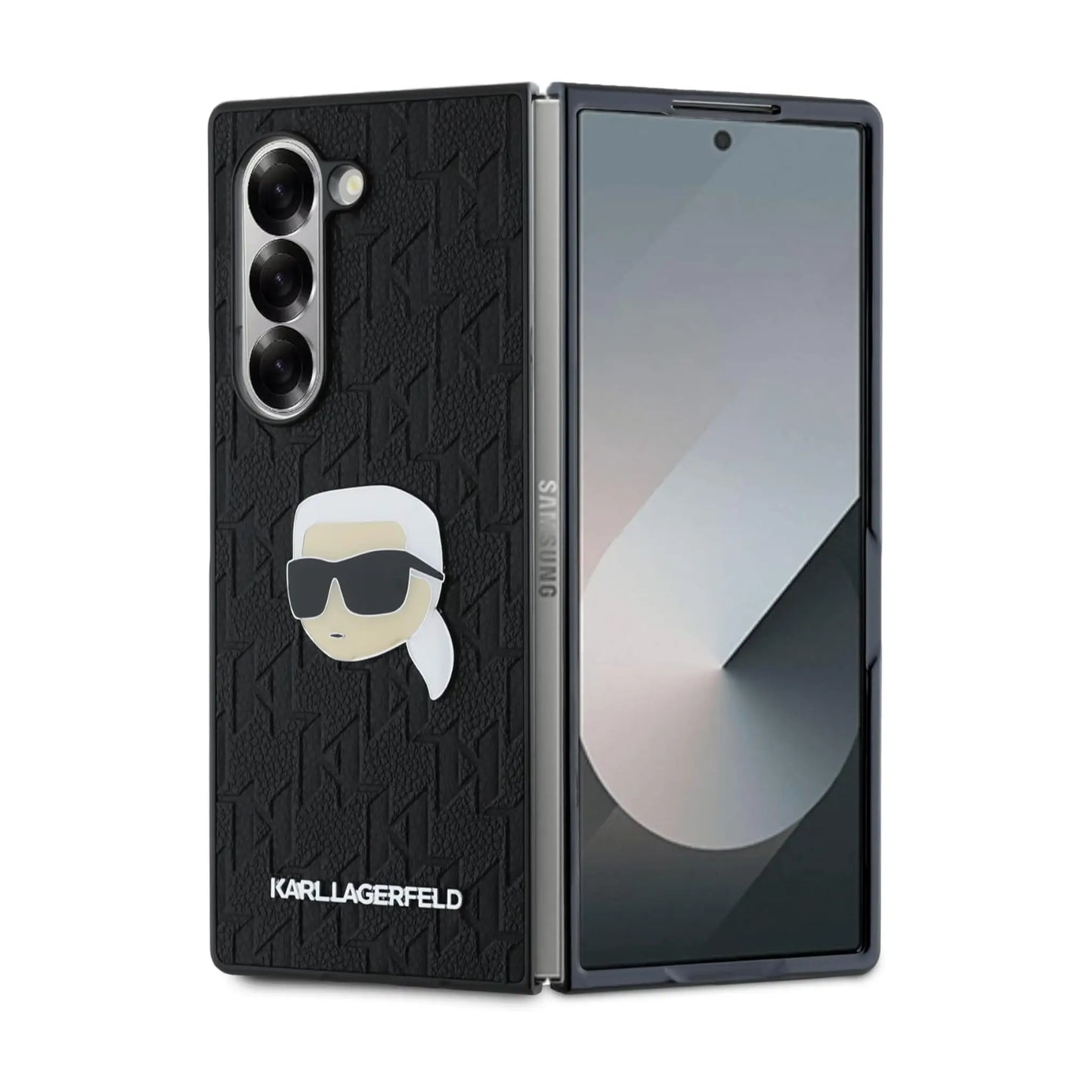 Karl Lagerfeld Hülle KLHCZFD6PGKSKIHK Saffiano Monogram Head Pin Schwarz – Galaxy Z Fold6