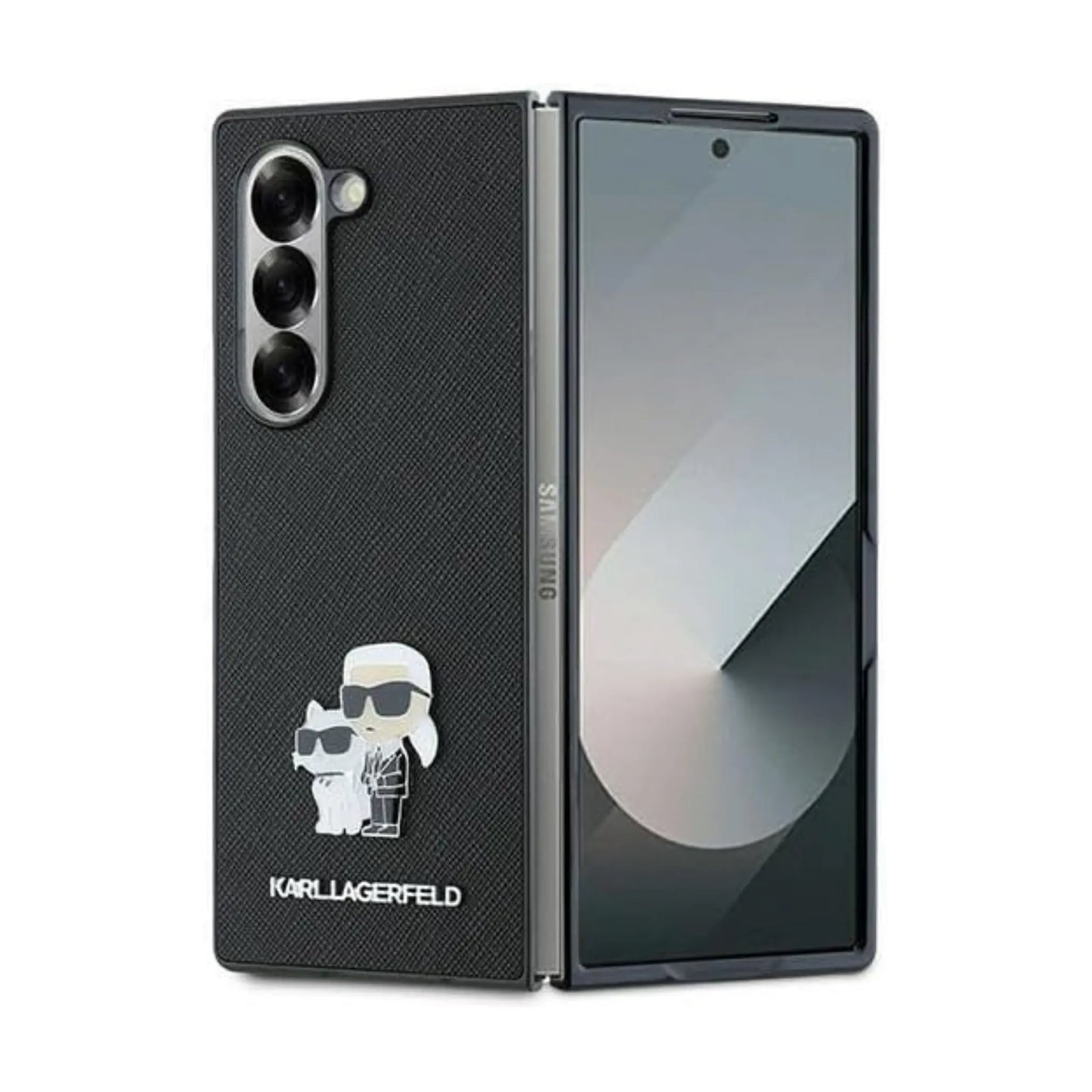 Karl Lagerfeld Hülle KLHCZFD6SAPKCNPK Saffiano Metal Pin Schwarz – Galaxy Z Fold6