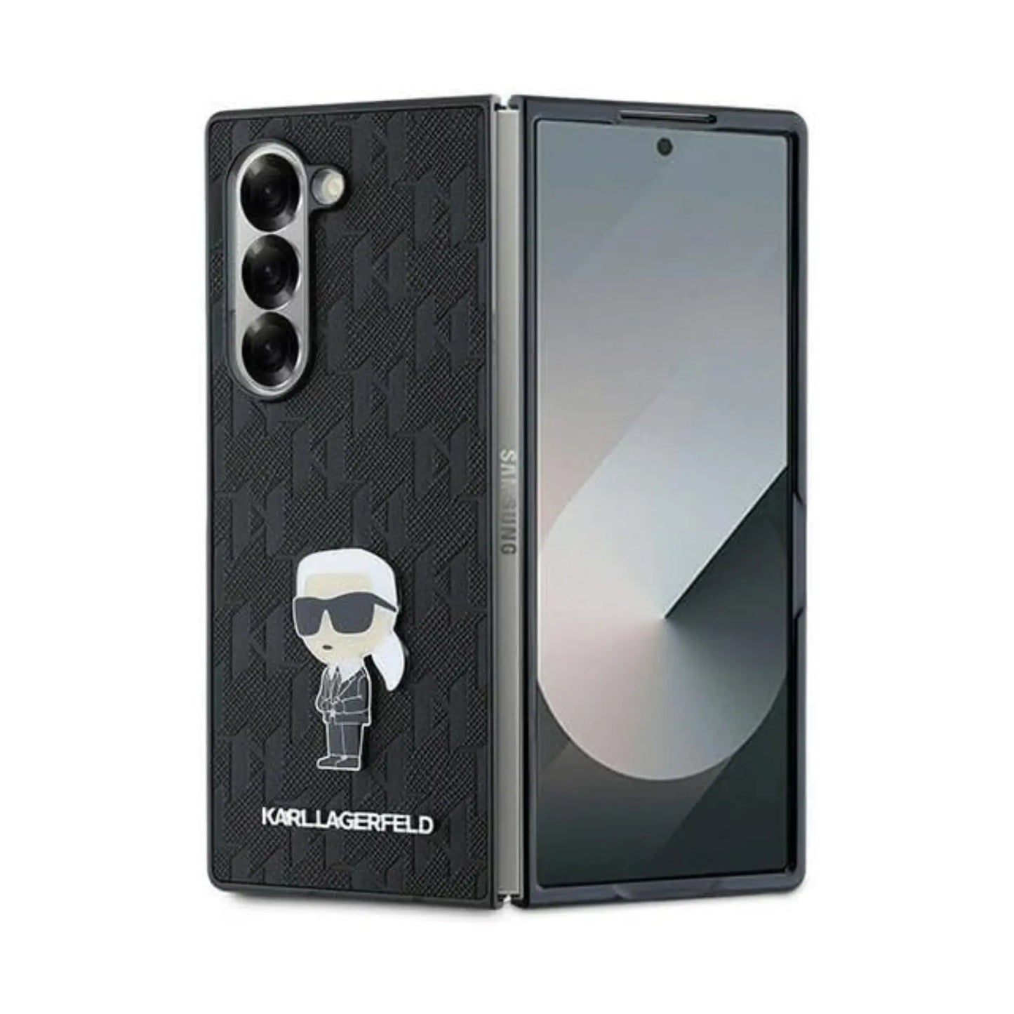 Karl Lagerfeld Saffiano Ikonik Klapphülle – Galaxy Z Fold 6 Schwarz