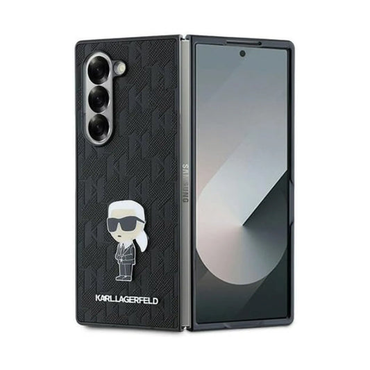 Karl Lagerfeld Saffiano Ikonik Klapphülle – Galaxy Z Fold 6 Schwarz