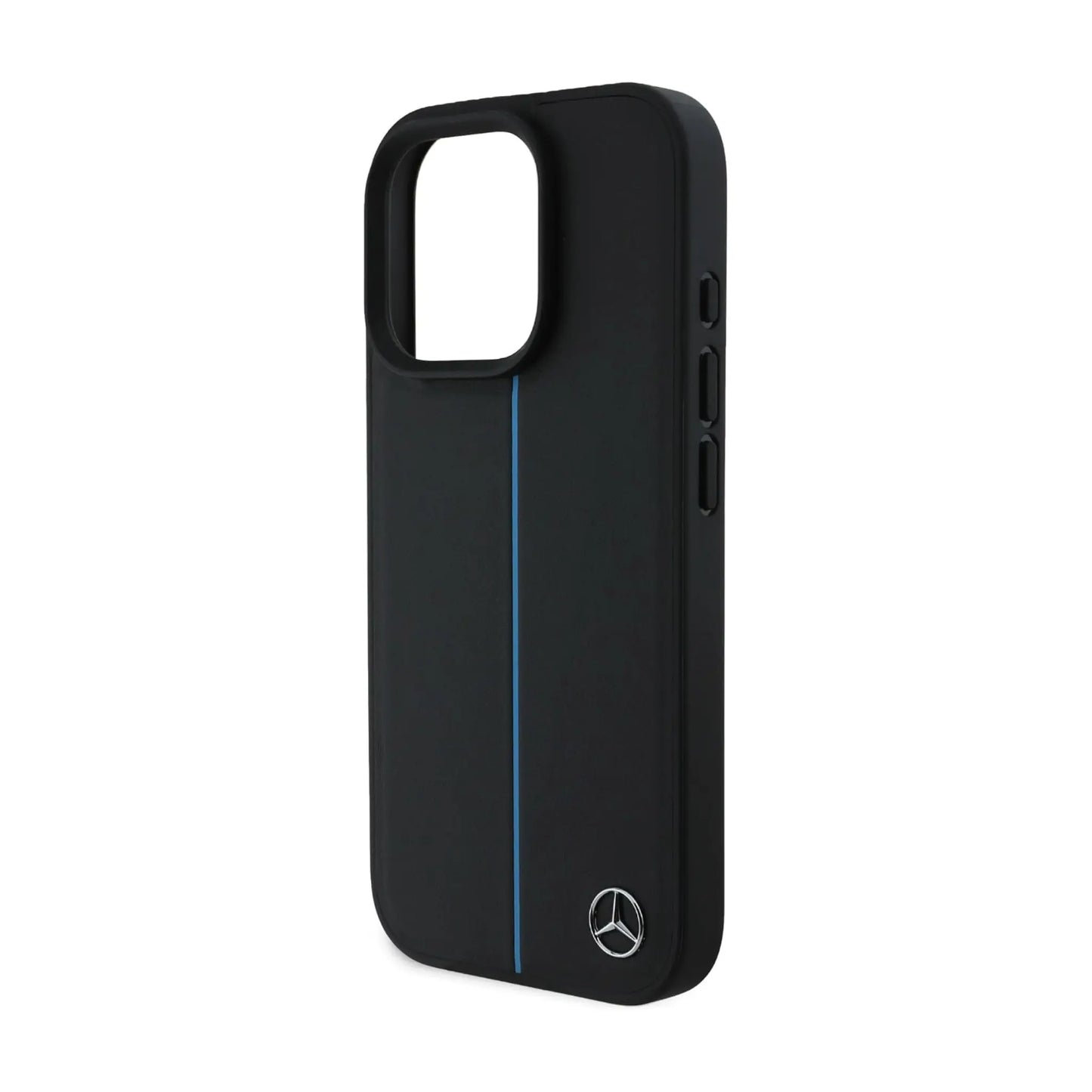 Mercedes Handyhülle MEHMP16L23RURBK MB Blue Line Leder Schwarz für Magsafe – iPhone 16 Pro