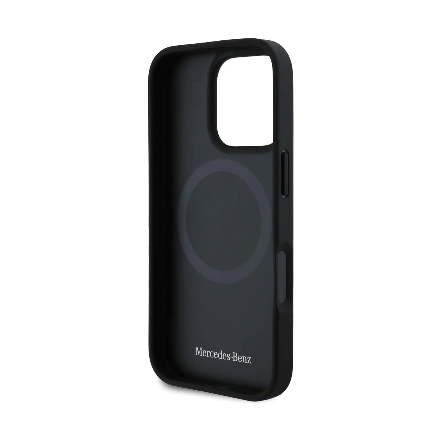 Mercedes Handyhülle MEHMP16L23RURBK MB Blue Line Leder Schwarz für Magsafe – iPhone 16 Pro